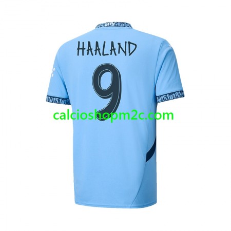 Manchester City UCL Font Haaland 9 Maglia Prima 2024/2025 Manica Corta